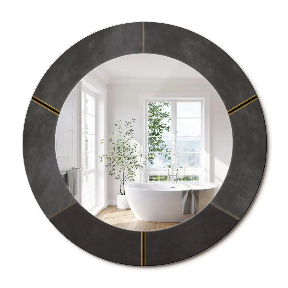 Miroir rond cadre imprimé triangles gris