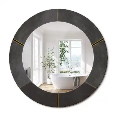Miroir rond cadre imprimé triangles gris