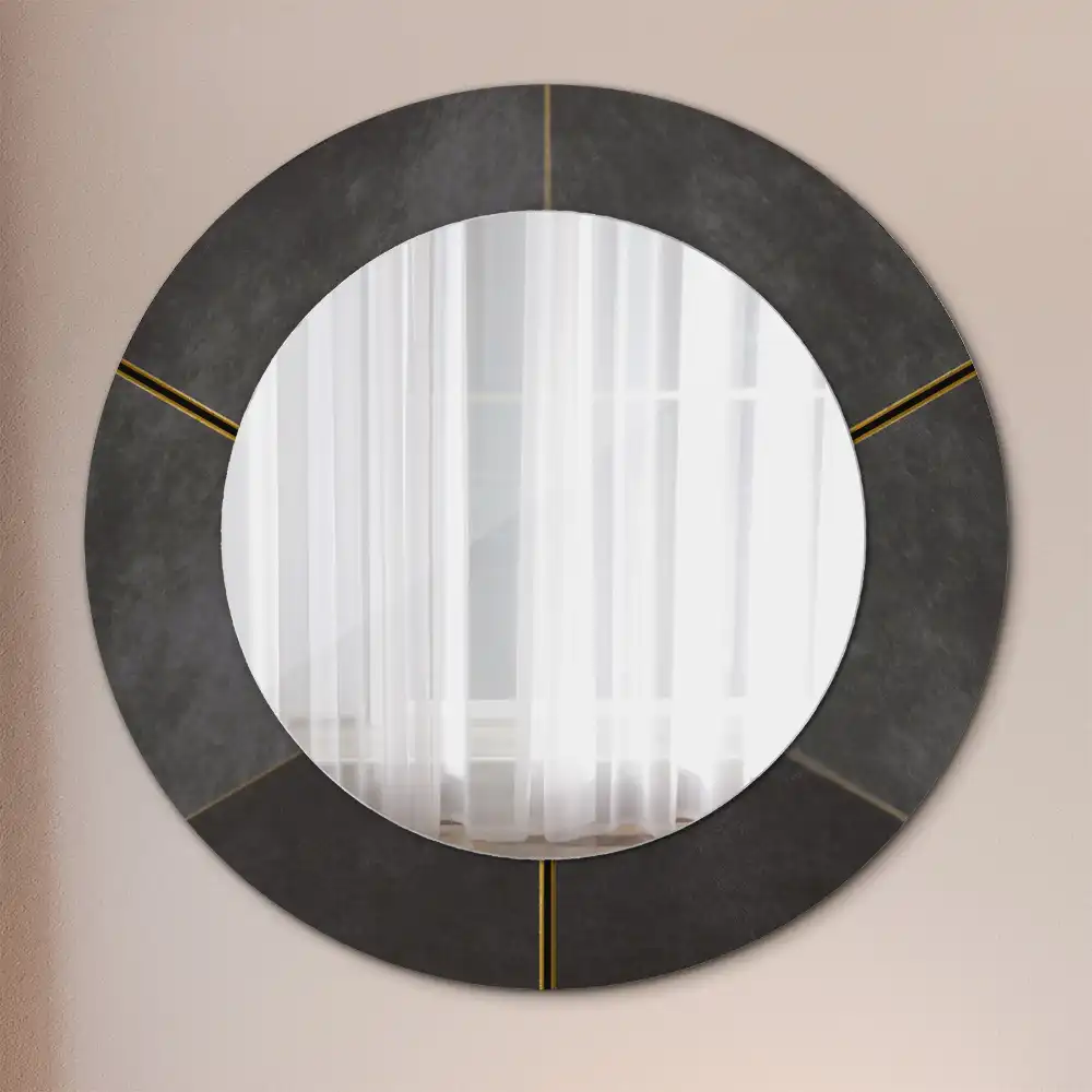 Miroir rond cadre imprimé triangles gris
