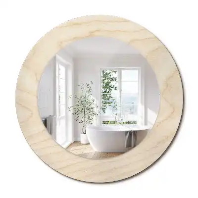 Miroir rond cadre avec impression bois clair