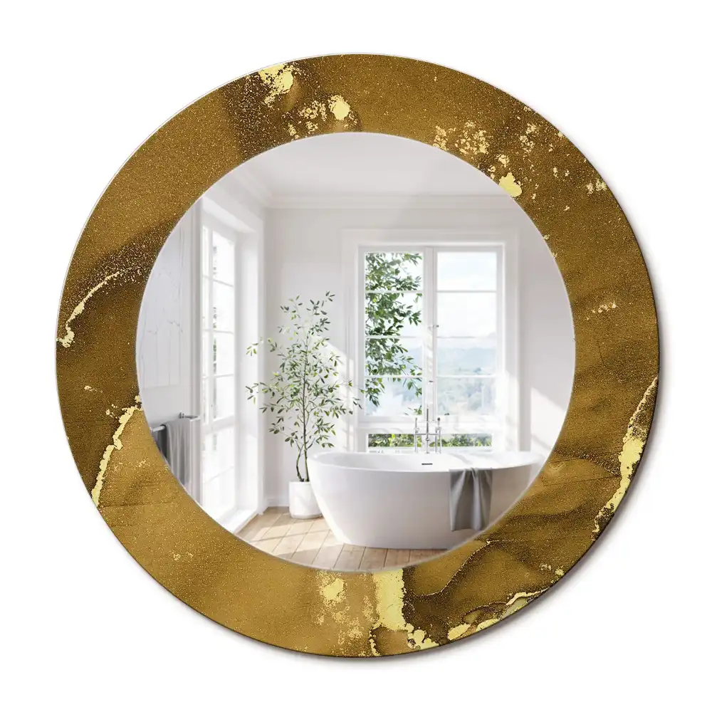 Miroir rond imprimé volutes métalliques
