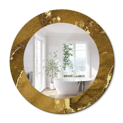 Miroir rond imprimé volutes métalliques