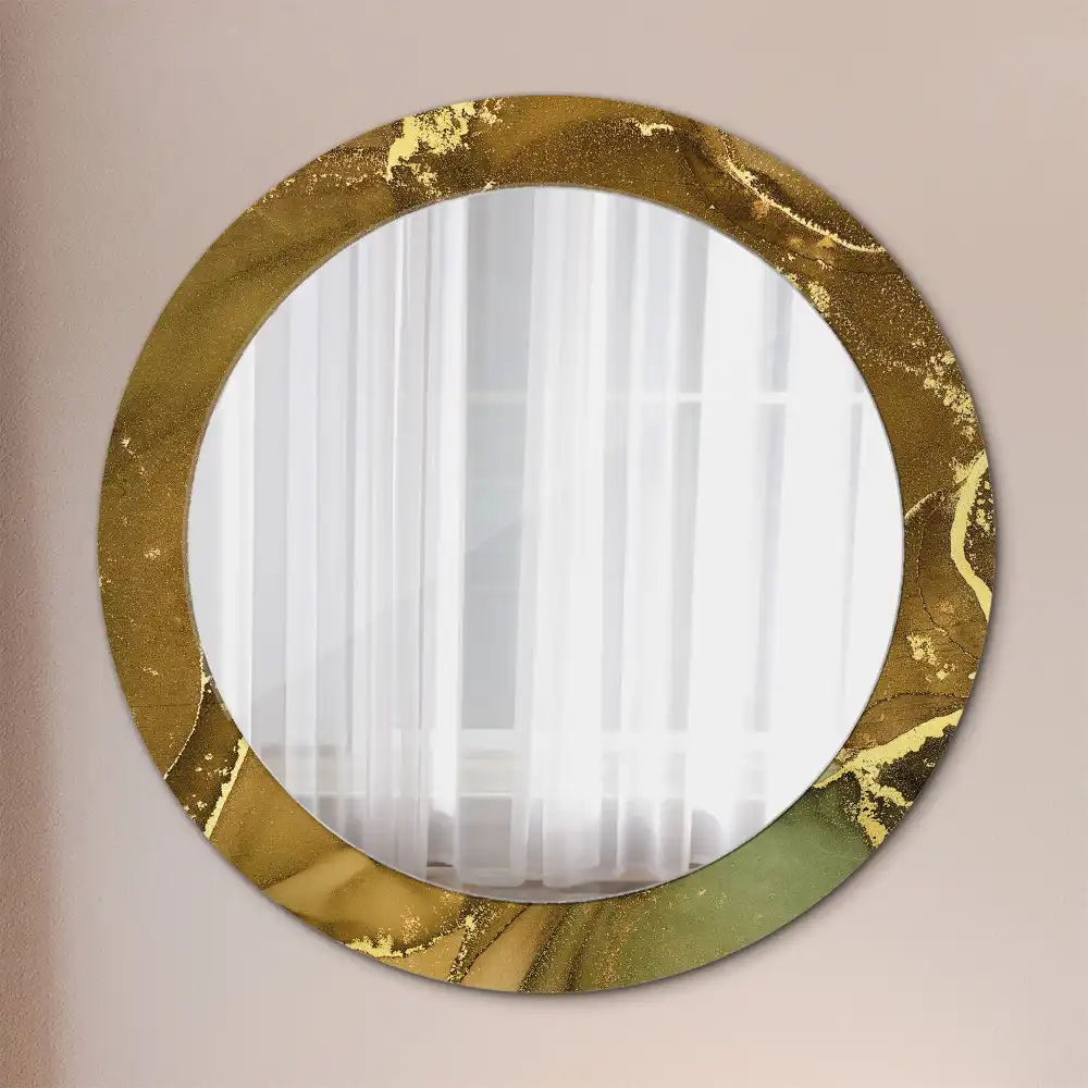Miroir rond imprimé volutes métalliques