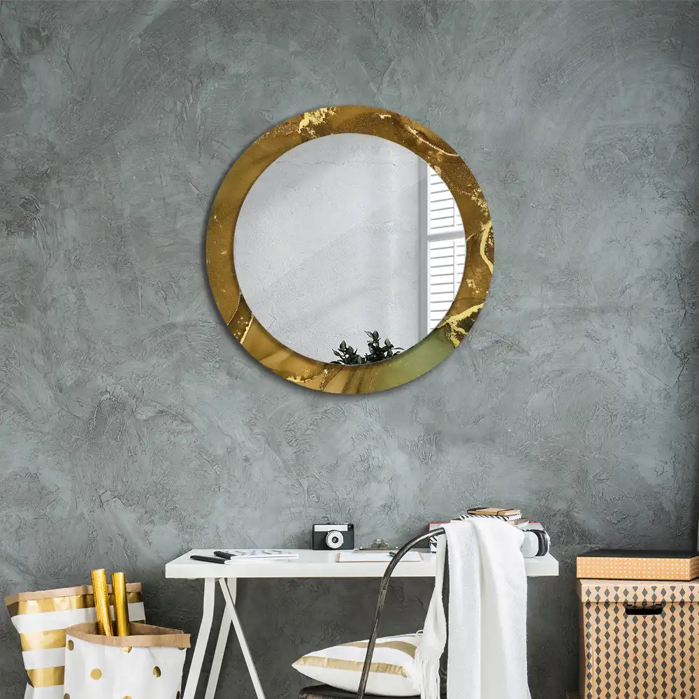 Miroir rond imprimé volutes métalliques