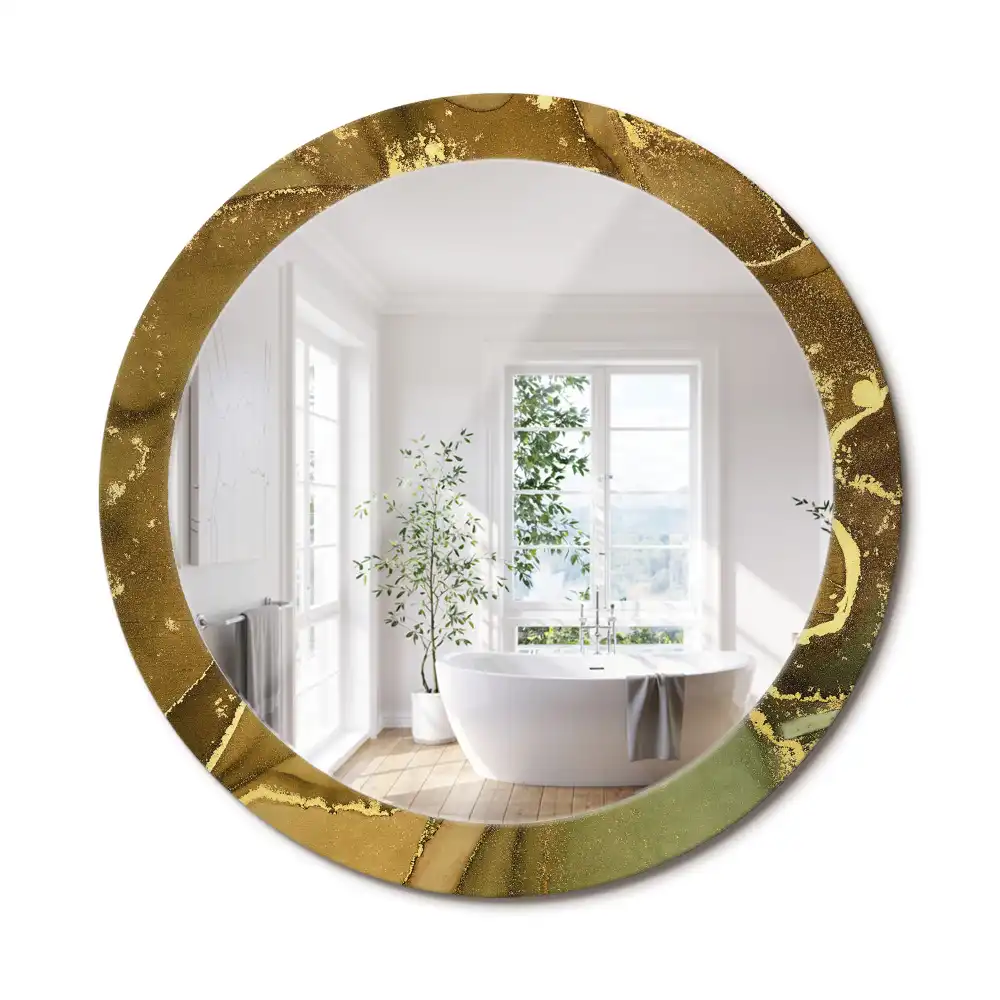 Miroir rond imprimé volutes métalliques