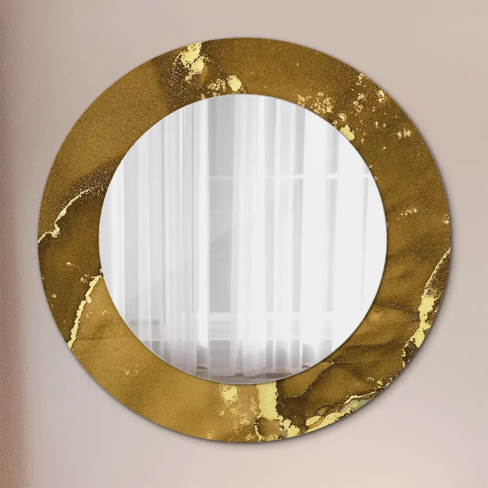 Miroir rond imprimé volutes métalliques