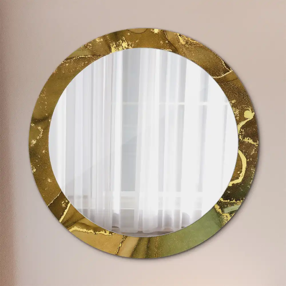 Miroir rond imprimé volutes métalliques