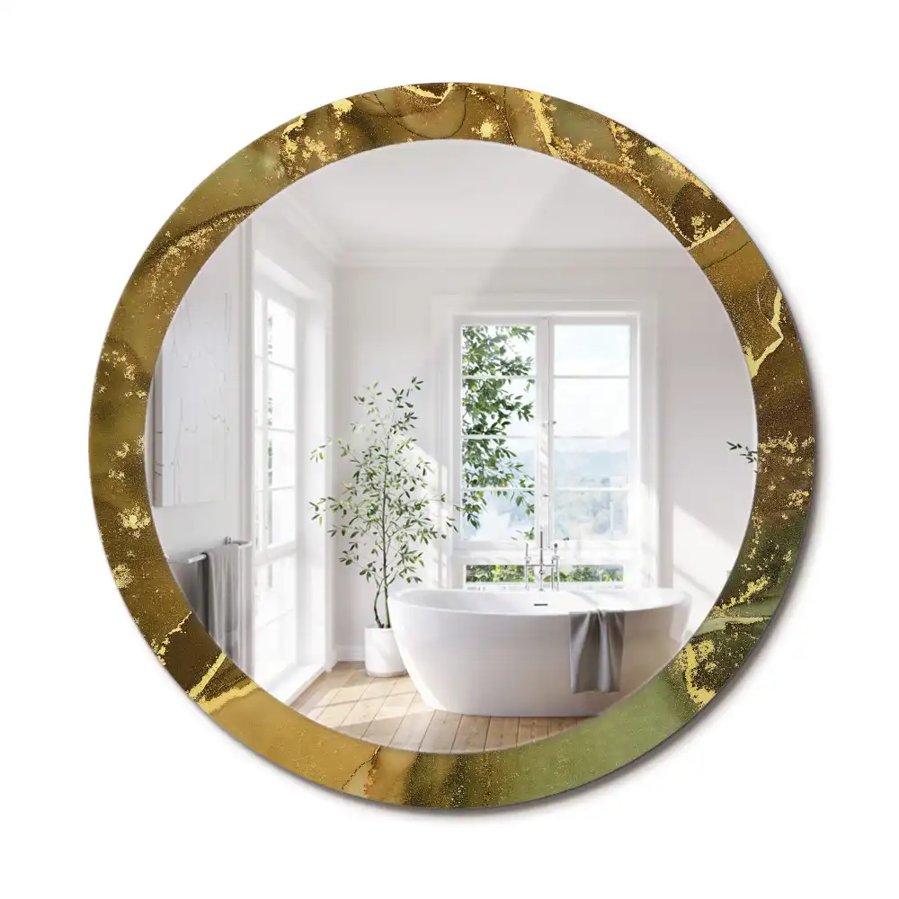 Miroir rond imprimé volutes métalliques
