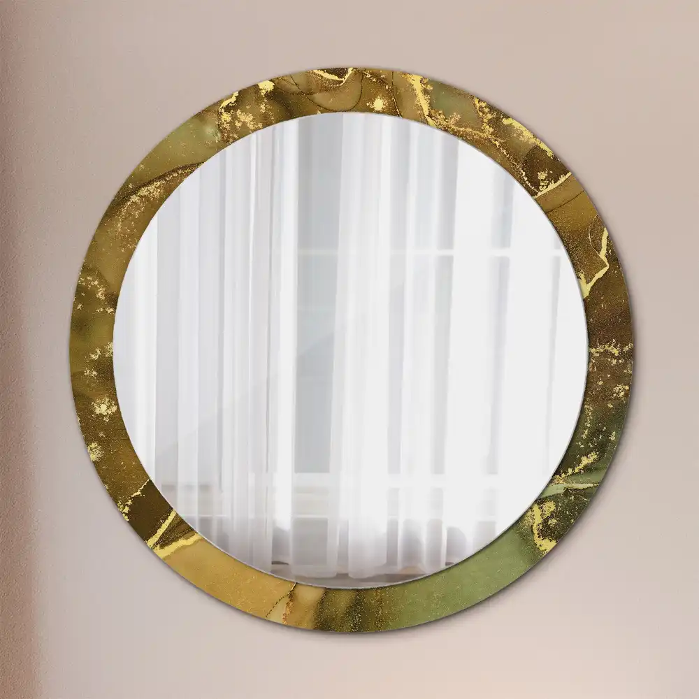 Miroir rond imprimé volutes métalliques