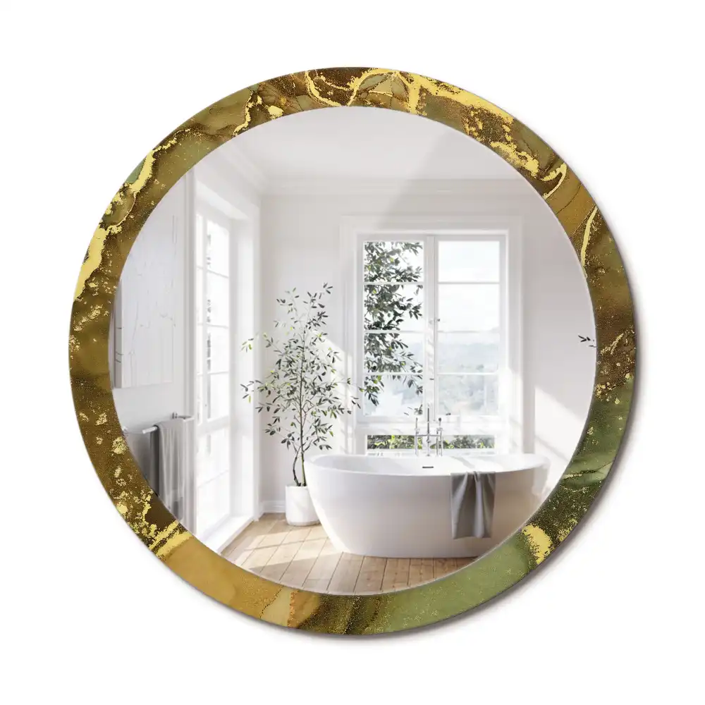 Miroir rond imprimé volutes métalliques