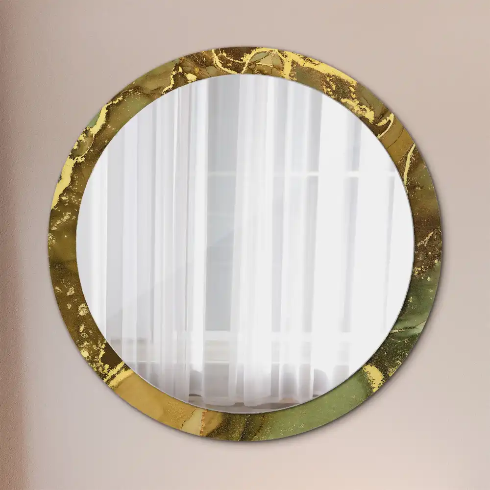 Miroir rond imprimé volutes métalliques