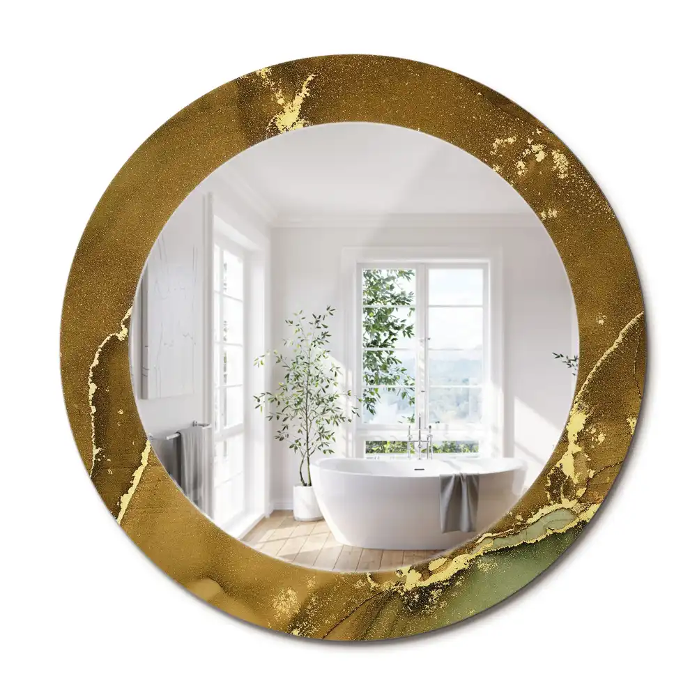 Miroir rond imprimé volutes métalliques