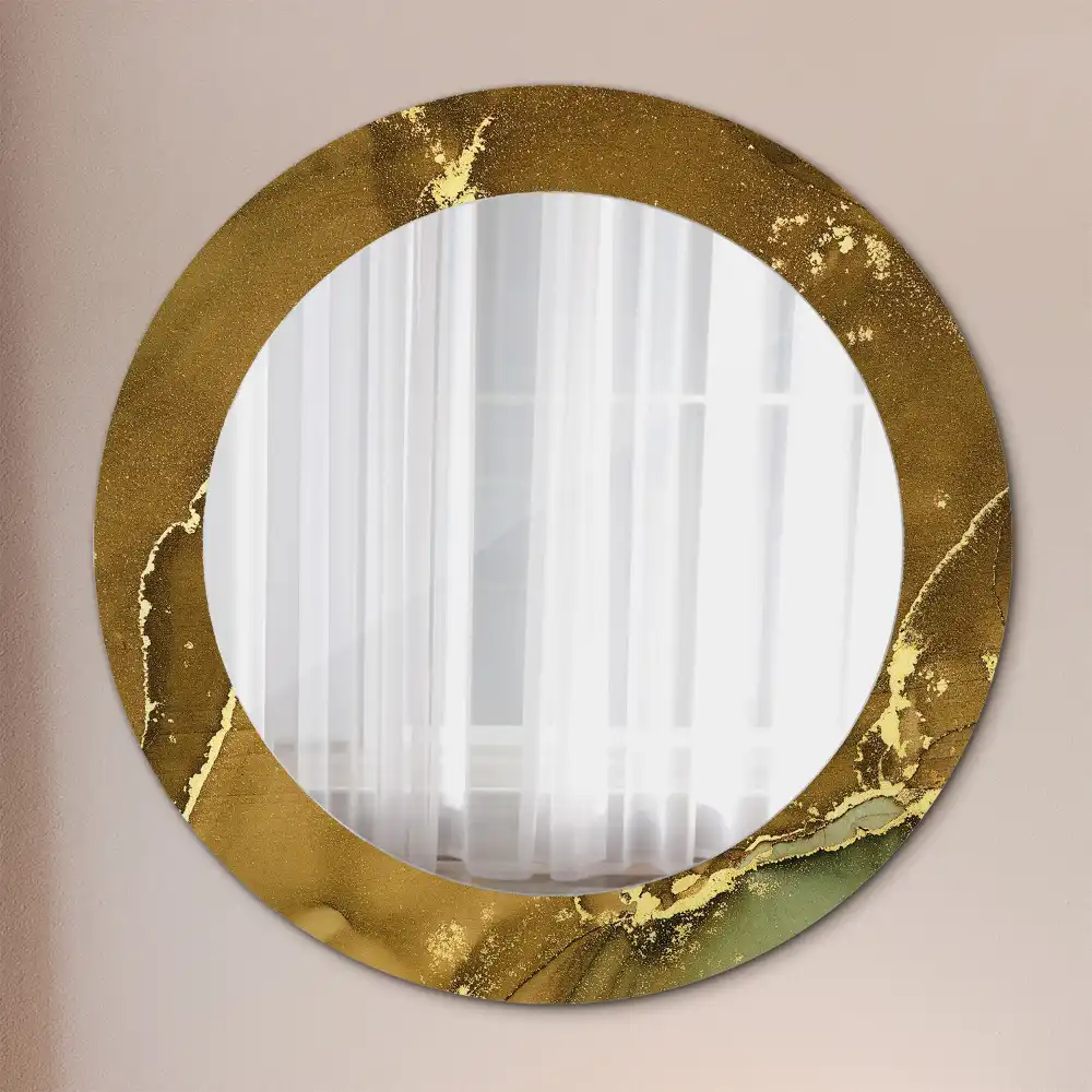 Miroir rond imprimé volutes métalliques