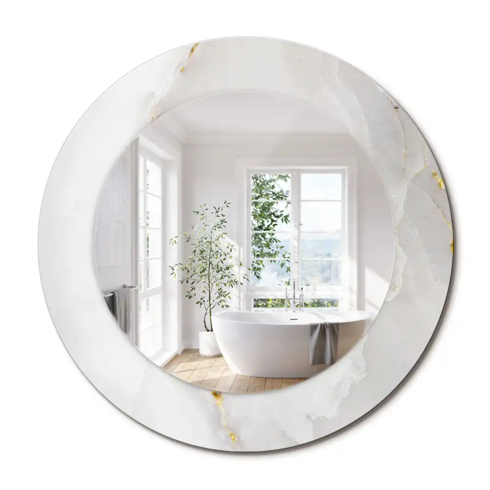 Miroir rond cadre avec impression marbre brillant