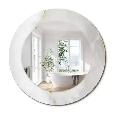 Miroir rond cadre avec impression marbre brillant