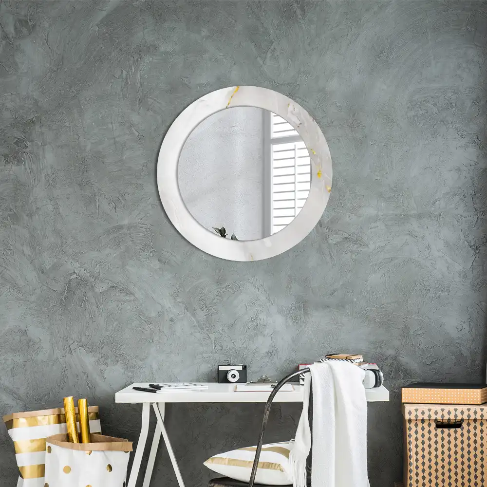 Miroir rond cadre avec impression marbre brillant