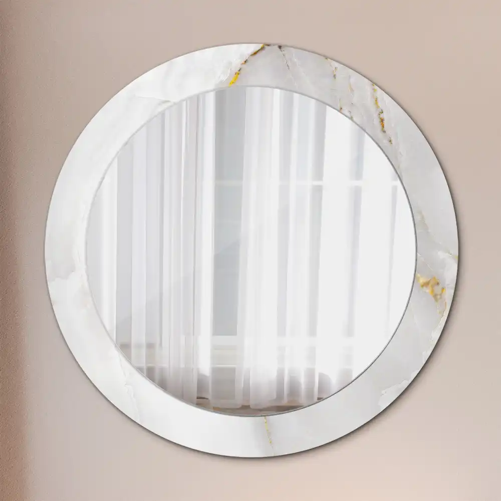 Miroir rond cadre avec impression marbre brillant