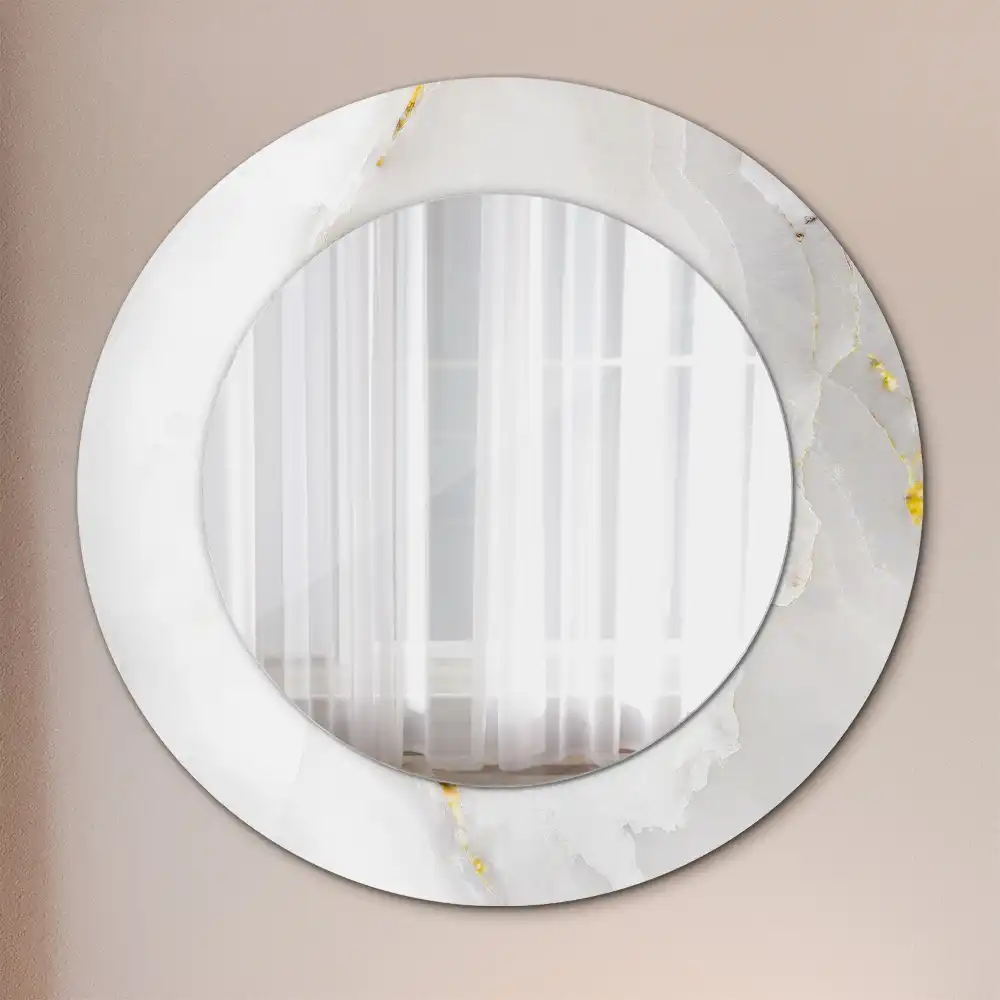 Miroir rond cadre avec impression marbre brillant