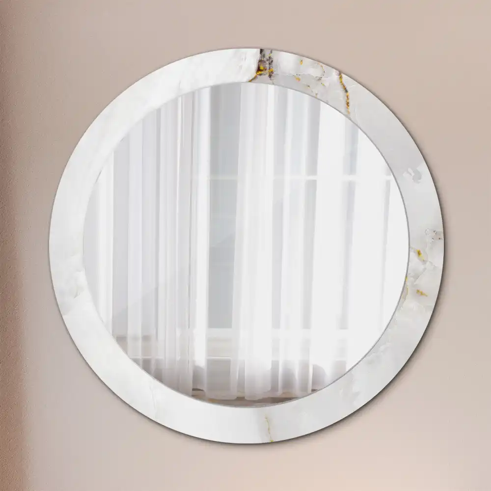 Miroir rond cadre avec impression marbre brillant