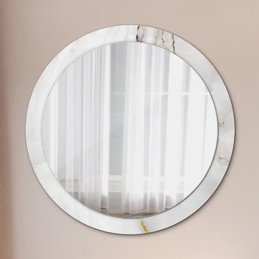 Miroir rond cadre avec impression marbre brillant