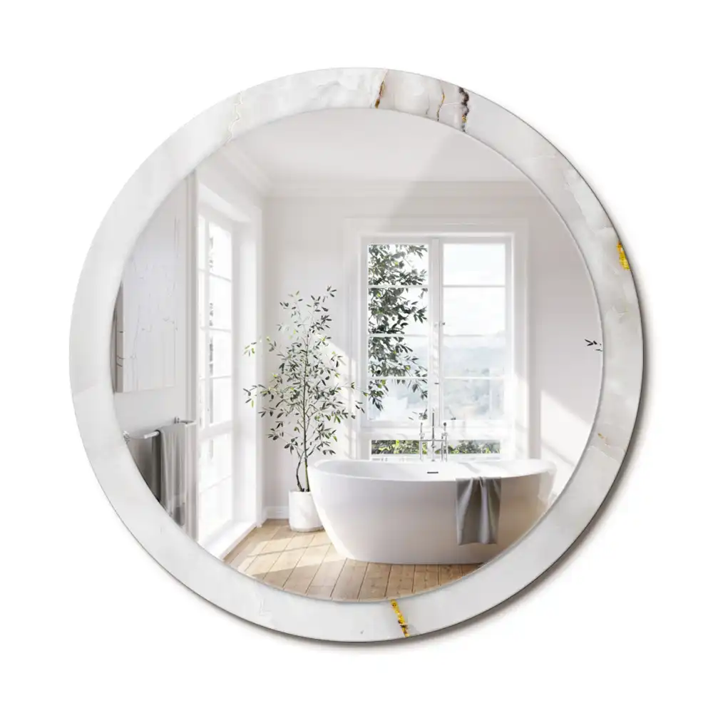 Miroir rond cadre avec impression marbre brillant