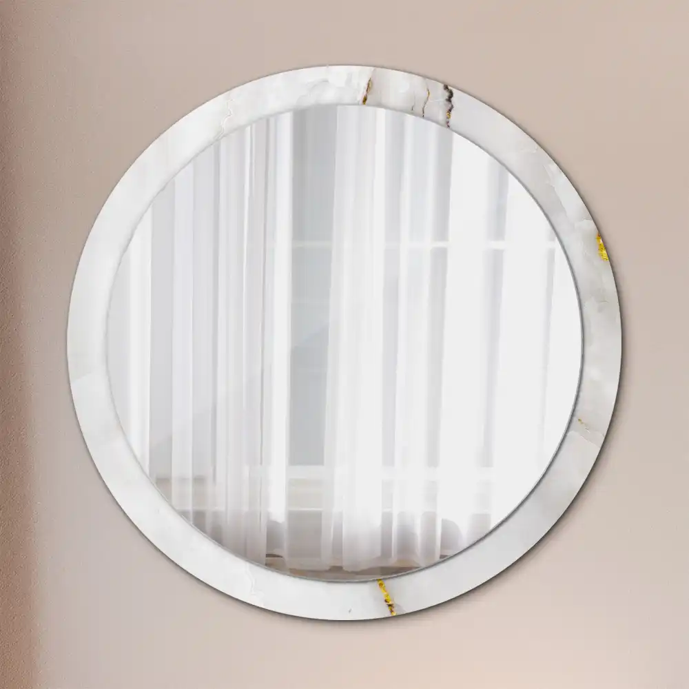 Miroir rond cadre avec impression marbre brillant
