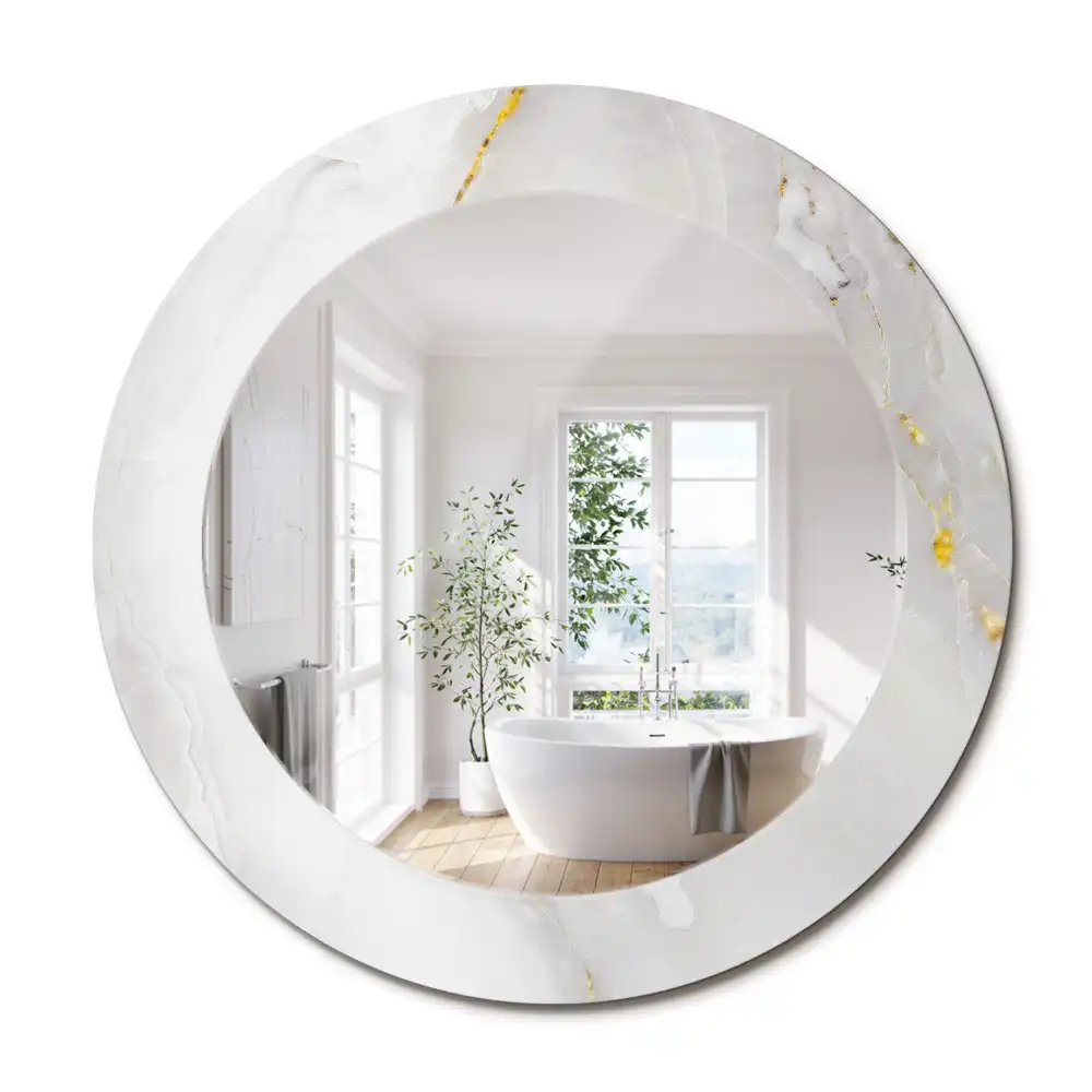 Miroir rond cadre avec impression marbre brillant