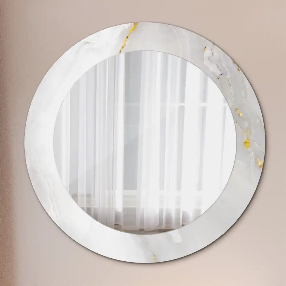 Miroir rond cadre avec impression marbre brillant