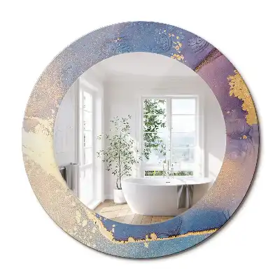 Miroir rond cadre imprimé pierre de marbre