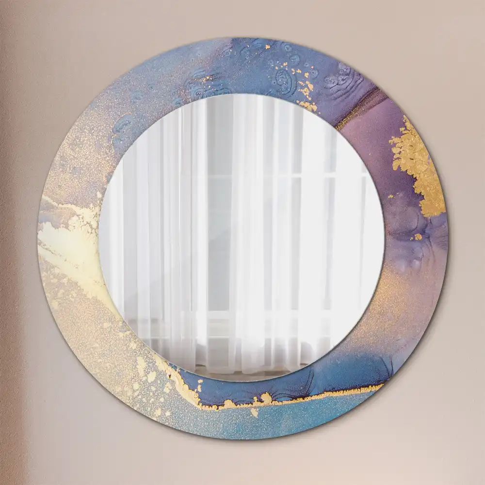 Miroir rond cadre imprimé pierre de marbre