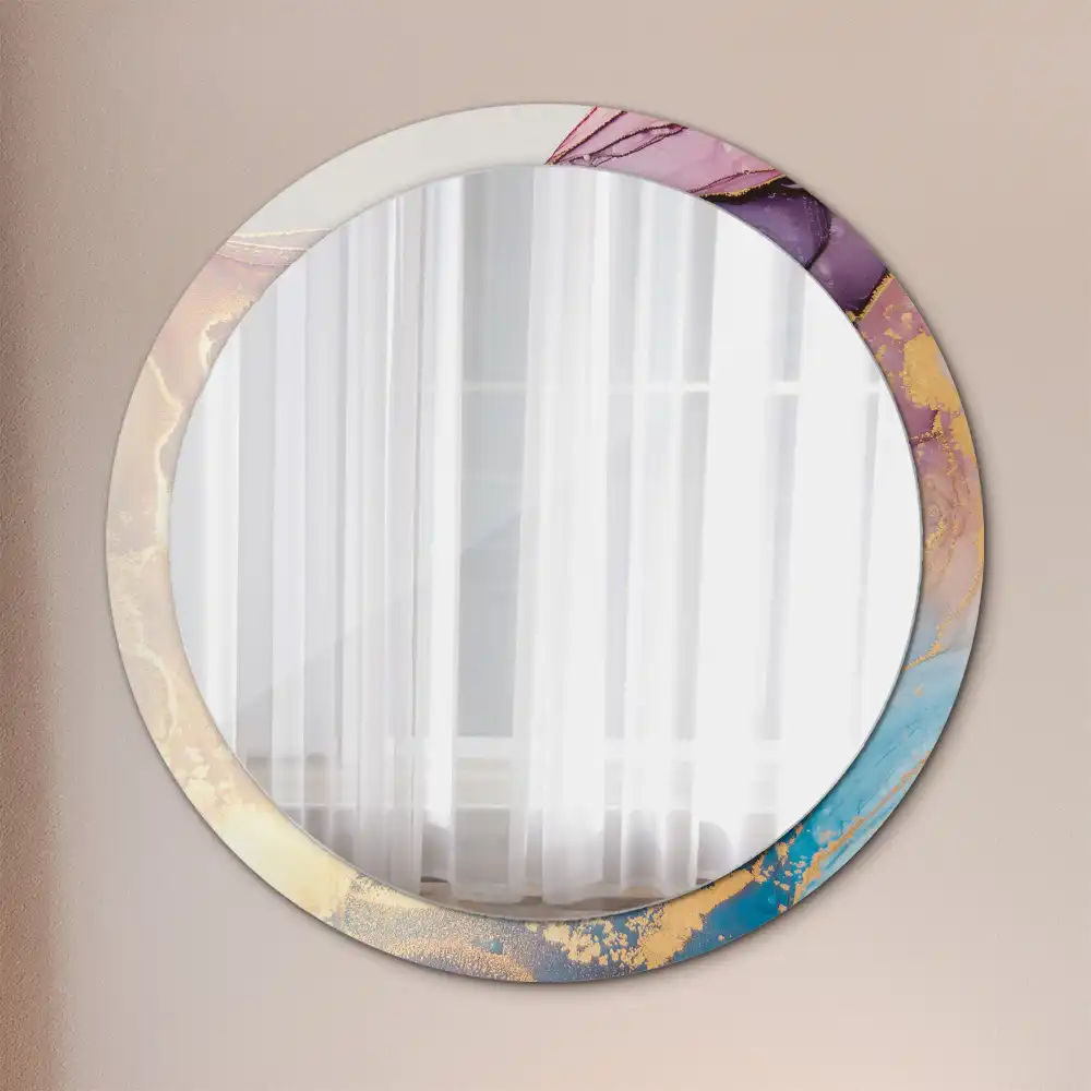 Miroir rond cadre imprimé pierre de marbre