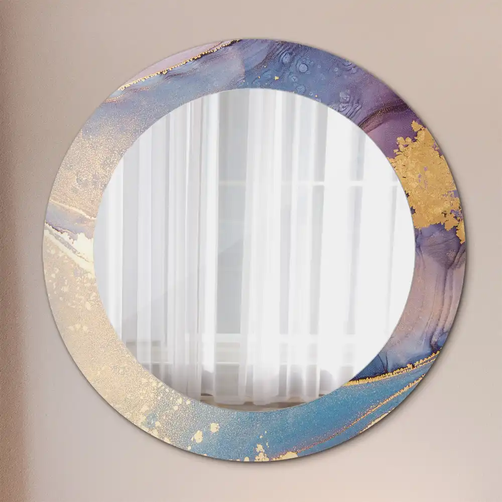 Miroir rond cadre imprimé pierre de marbre