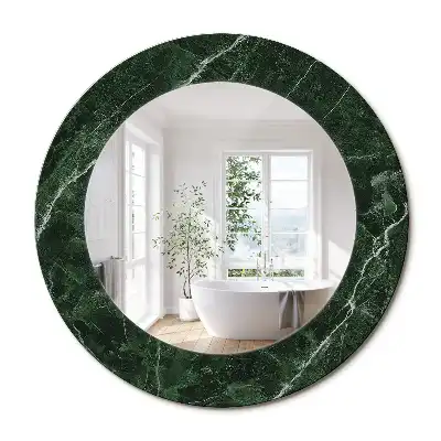 Miroir rond cadre avec impression marbre vert