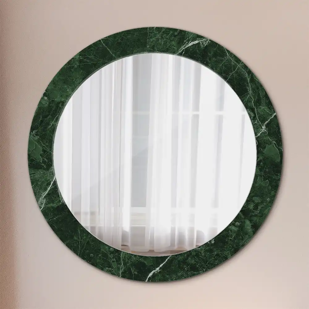 Miroir rond cadre avec impression marbre vert