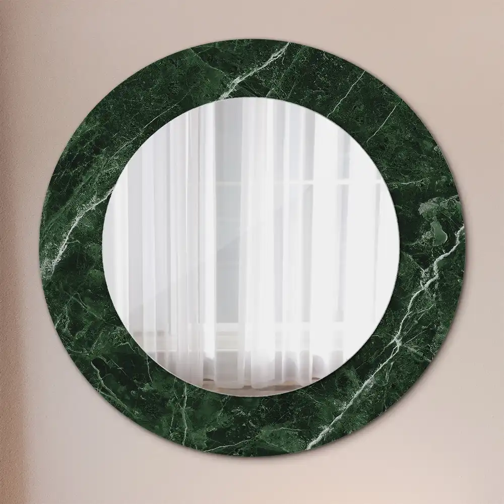 Miroir rond cadre avec impression marbre vert