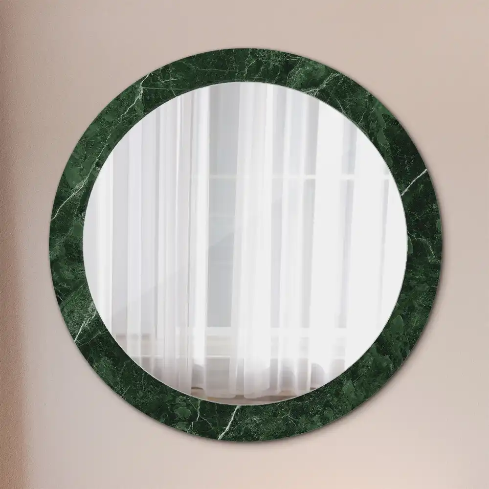 Miroir rond cadre avec impression marbre vert