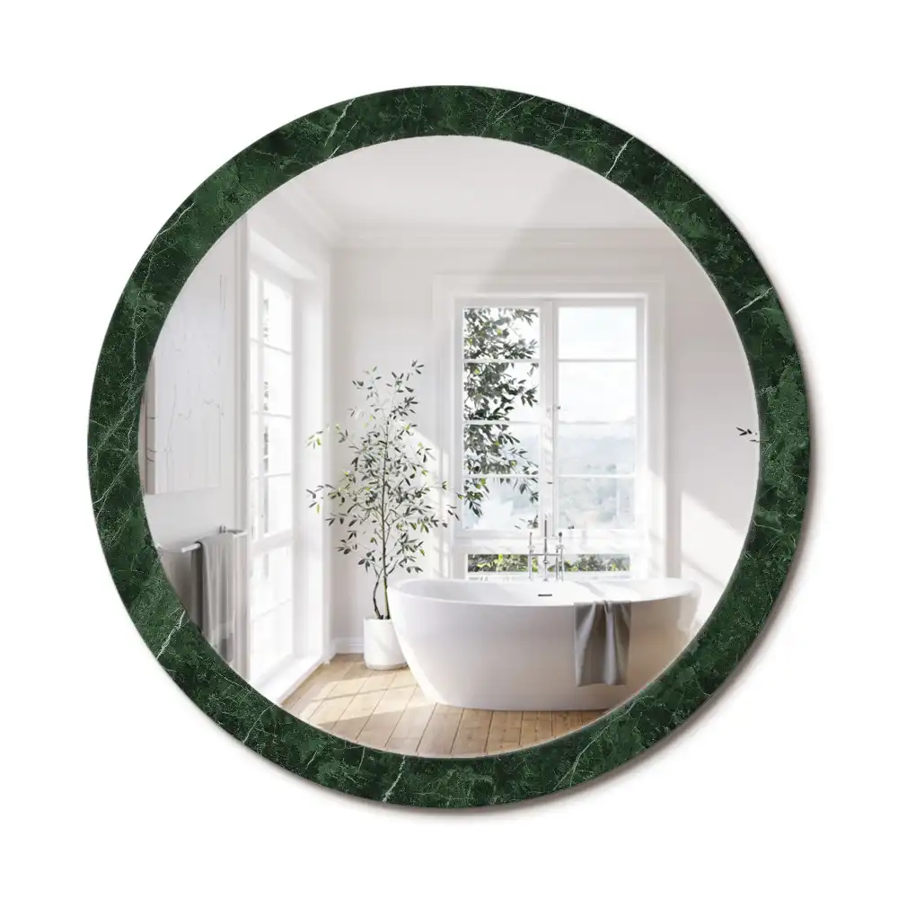 Miroir rond cadre avec impression marbre vert