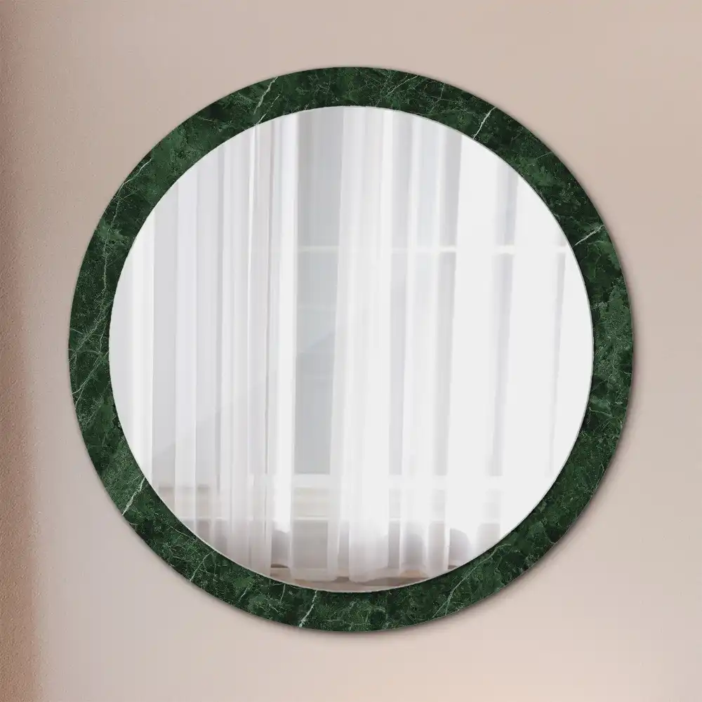 Miroir rond cadre avec impression marbre vert
