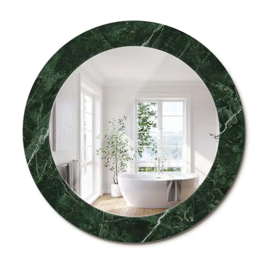 Miroir rond cadre avec impression marbre vert