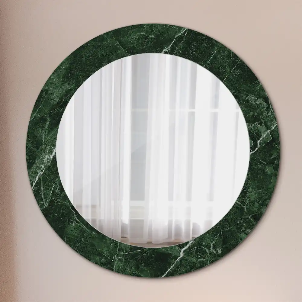 Miroir rond cadre avec impression marbre vert