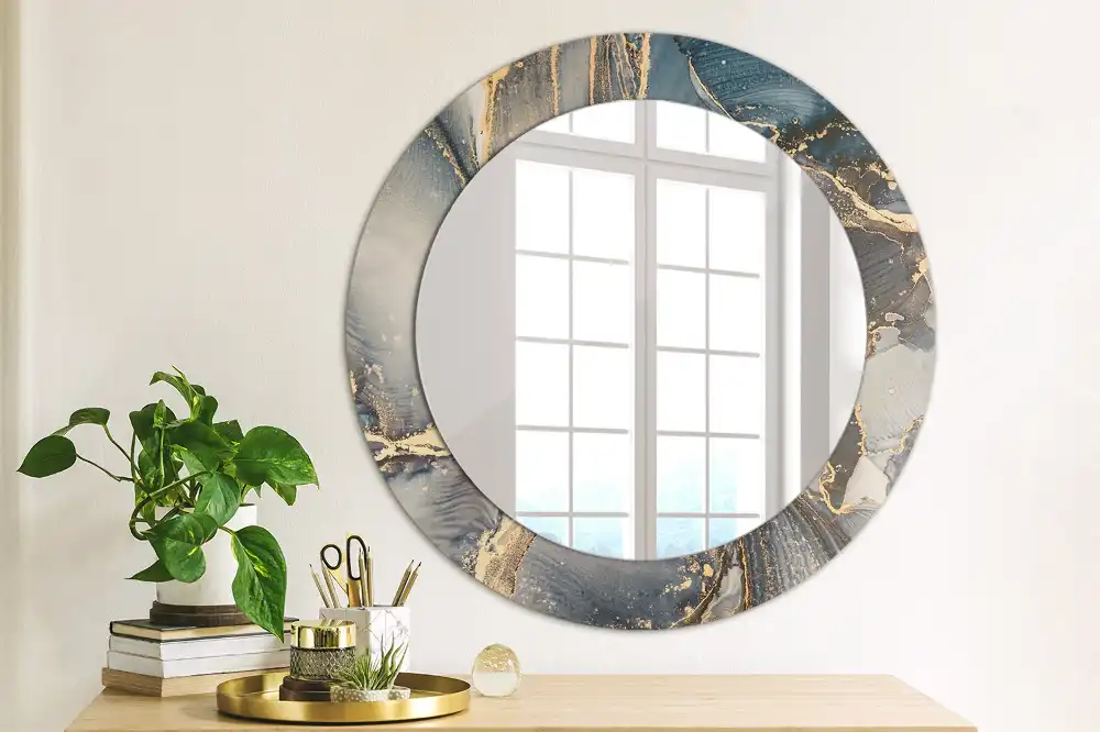 Miroir rond cadre imprimé peintures abstraites