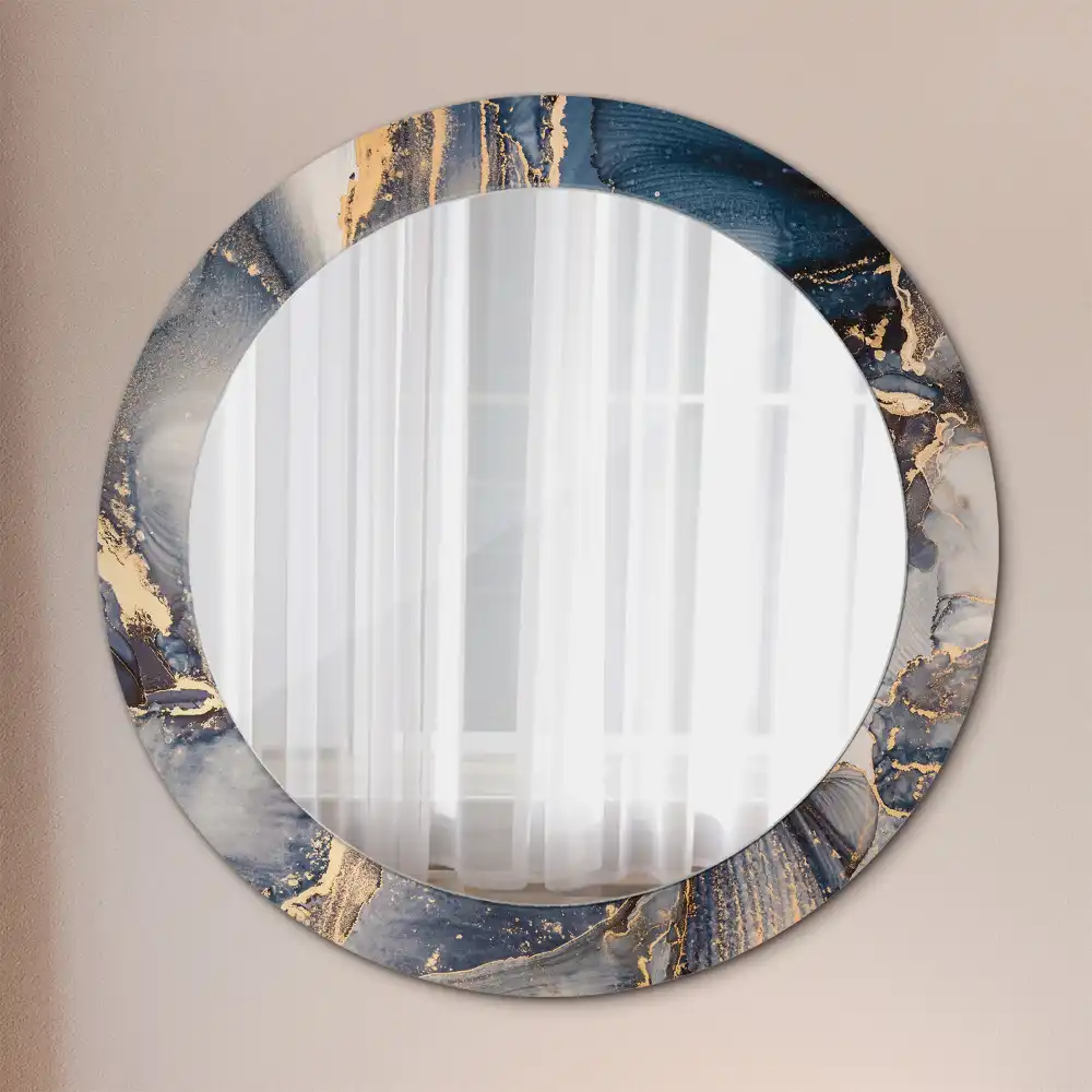 Miroir rond cadre imprimé peintures abstraites