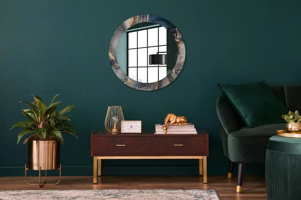 Miroir rond cadre imprimé peintures abstraites