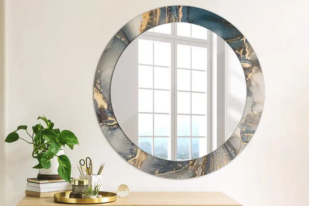 Miroir rond cadre imprimé peintures abstraites
