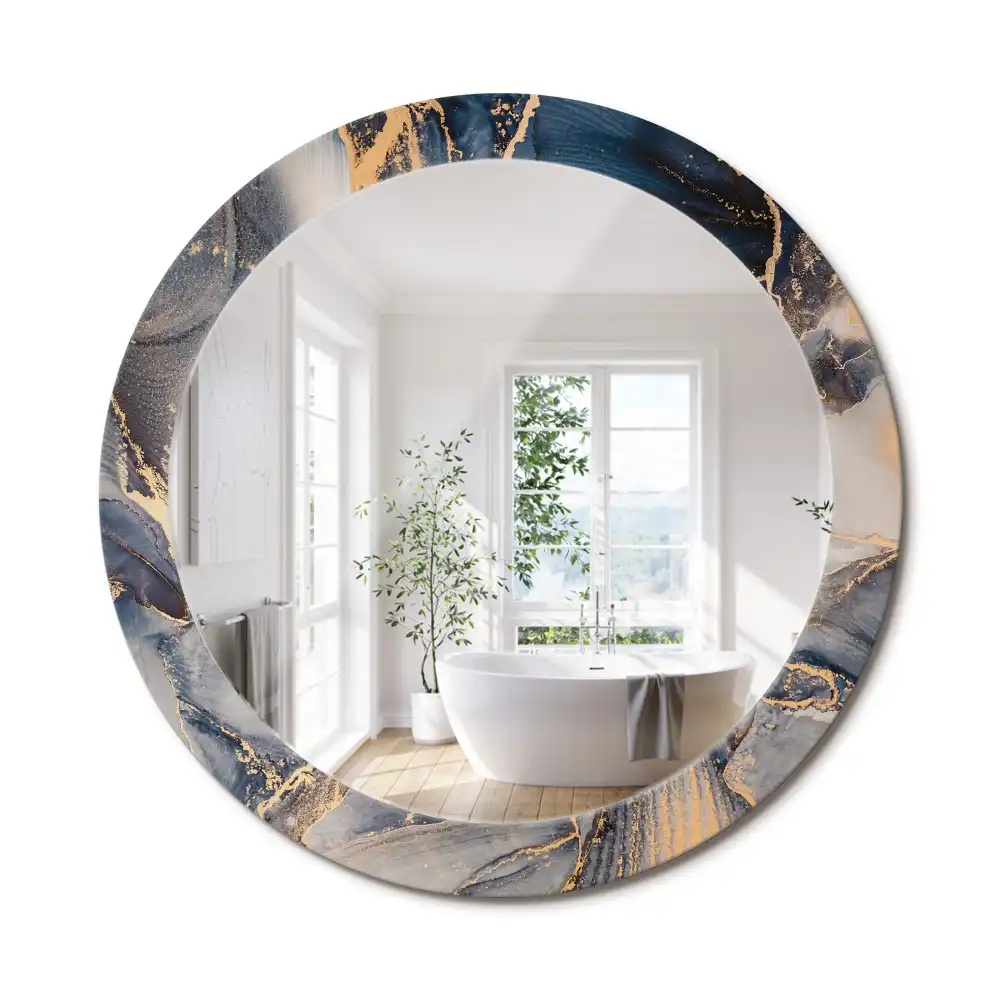 Miroir rond cadre imprimé peintures abstraites