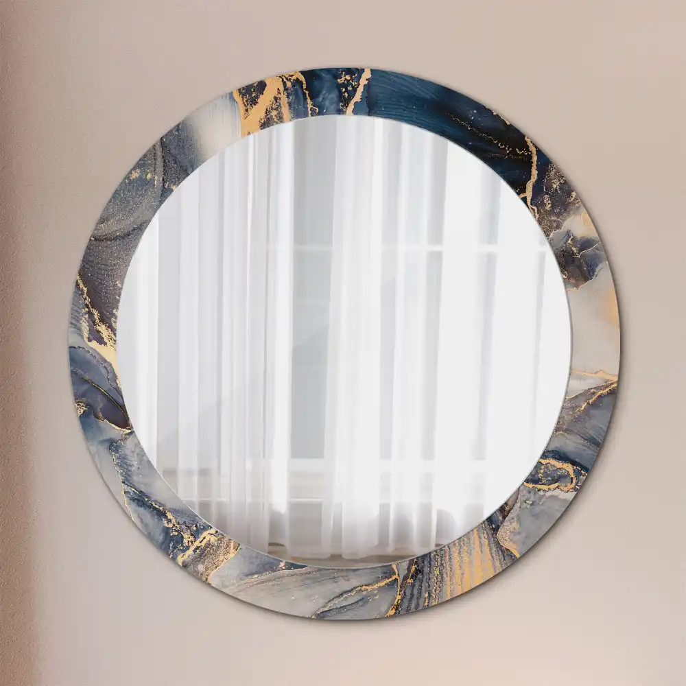 Miroir rond cadre imprimé peintures abstraites