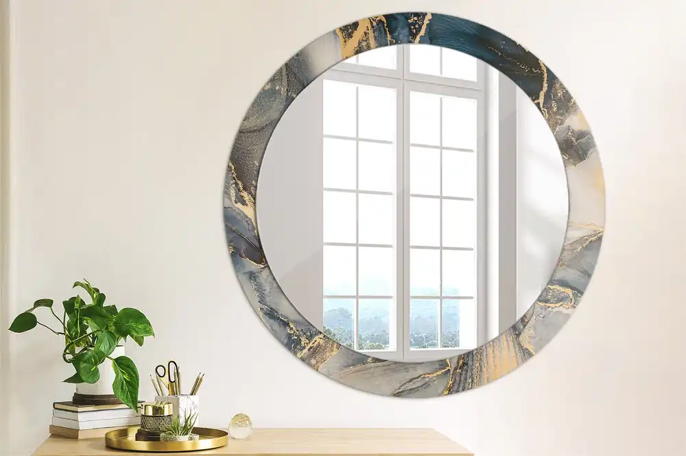 Miroir rond cadre imprimé peintures abstraites