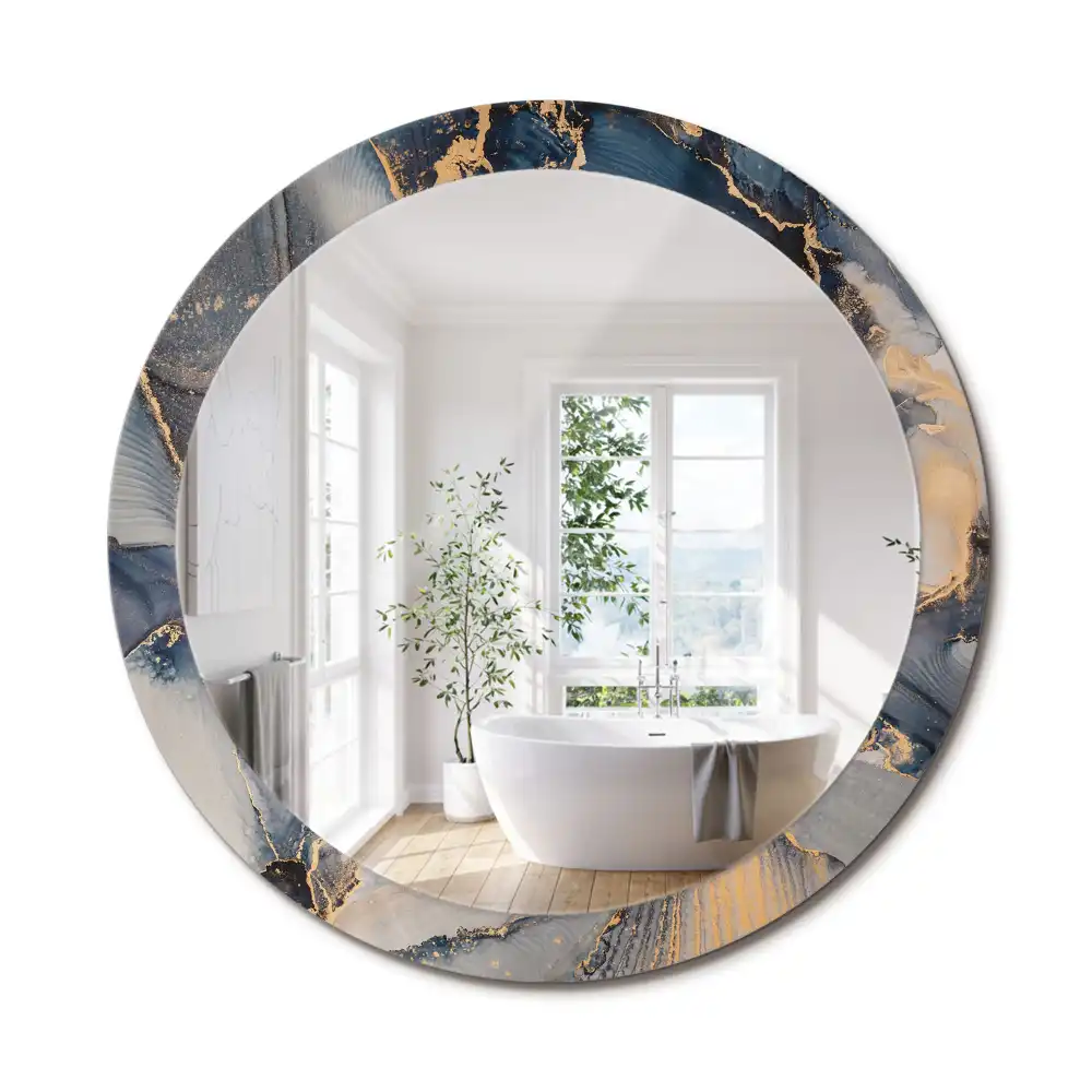 Miroir rond cadre imprimé peintures abstraites