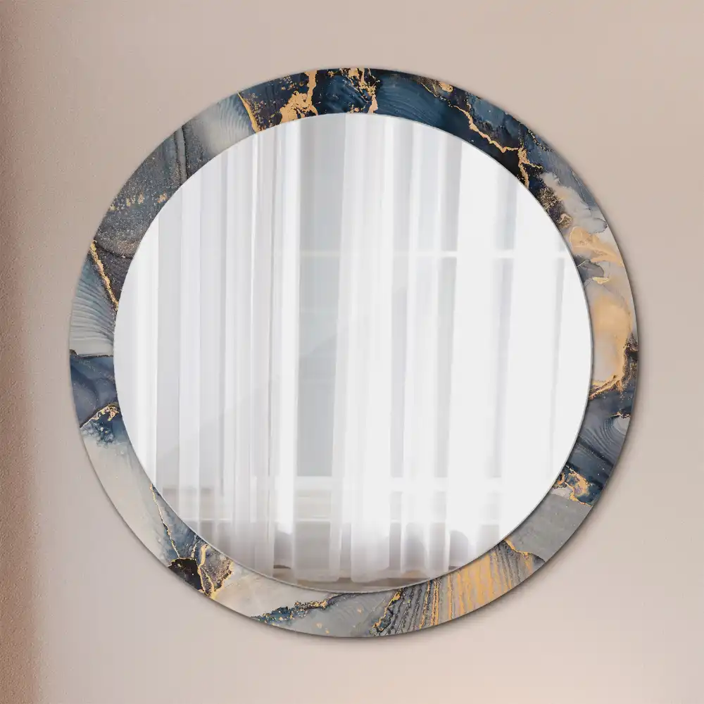 Miroir rond cadre imprimé peintures abstraites