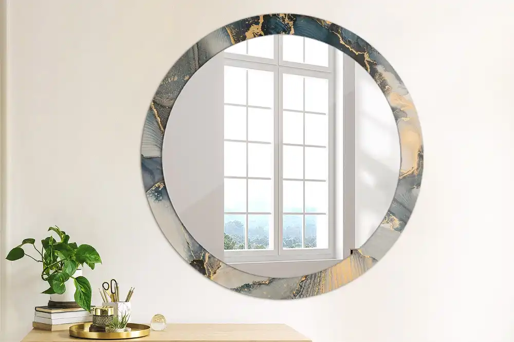 Miroir rond cadre imprimé peintures abstraites